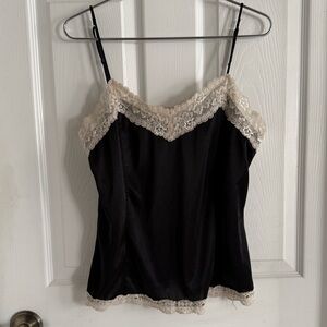 Worthington Black Camisole with Cream Lace
